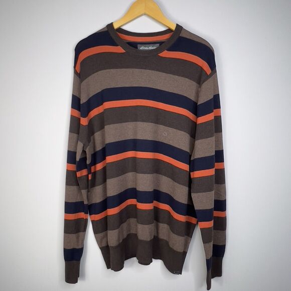NWT VTG Eddie Bauer Mens Sz XL Wool Blend Knit Striped Sweater 90S Y2K - Picture 1 of 7